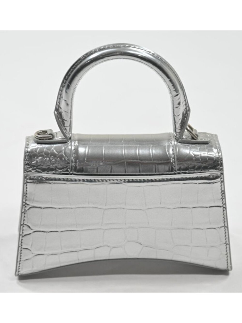 Balenciaga Hourglass XS Handbag Crocodile Embossed Rhinestone B in Silver - Picture 4 of 9
